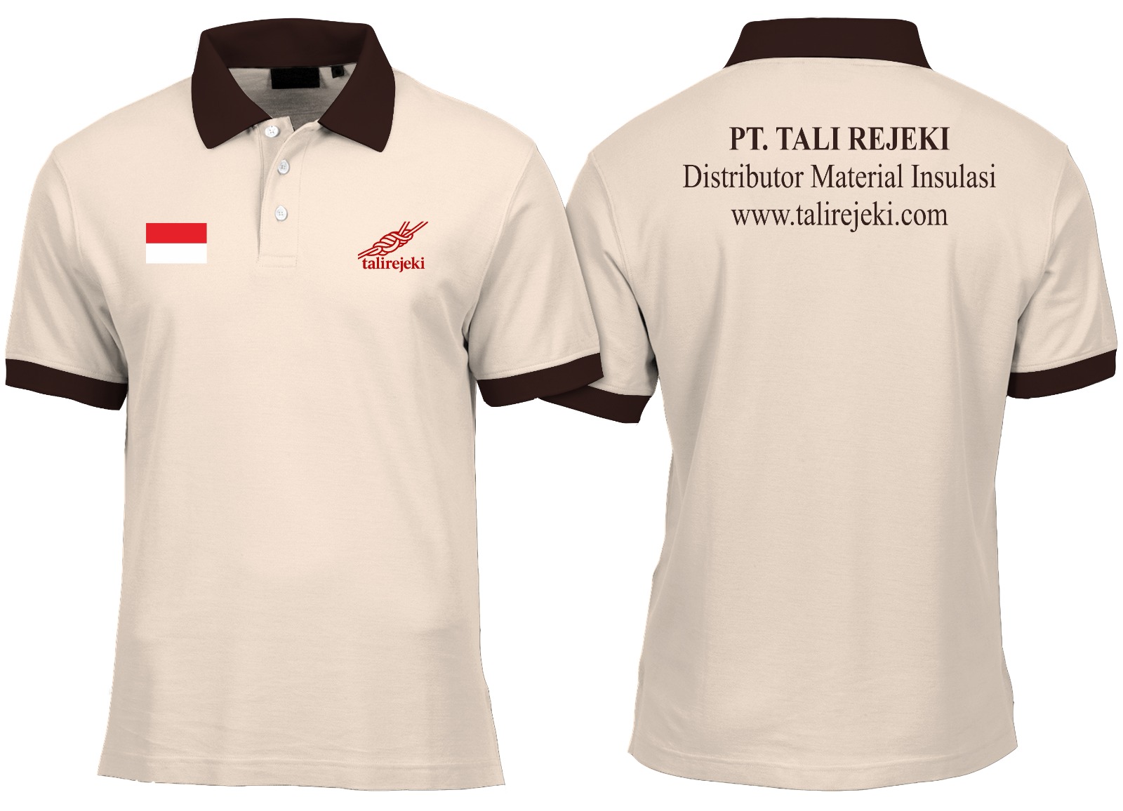 kaos polo bordir depan logo, belakang tulisan punggung