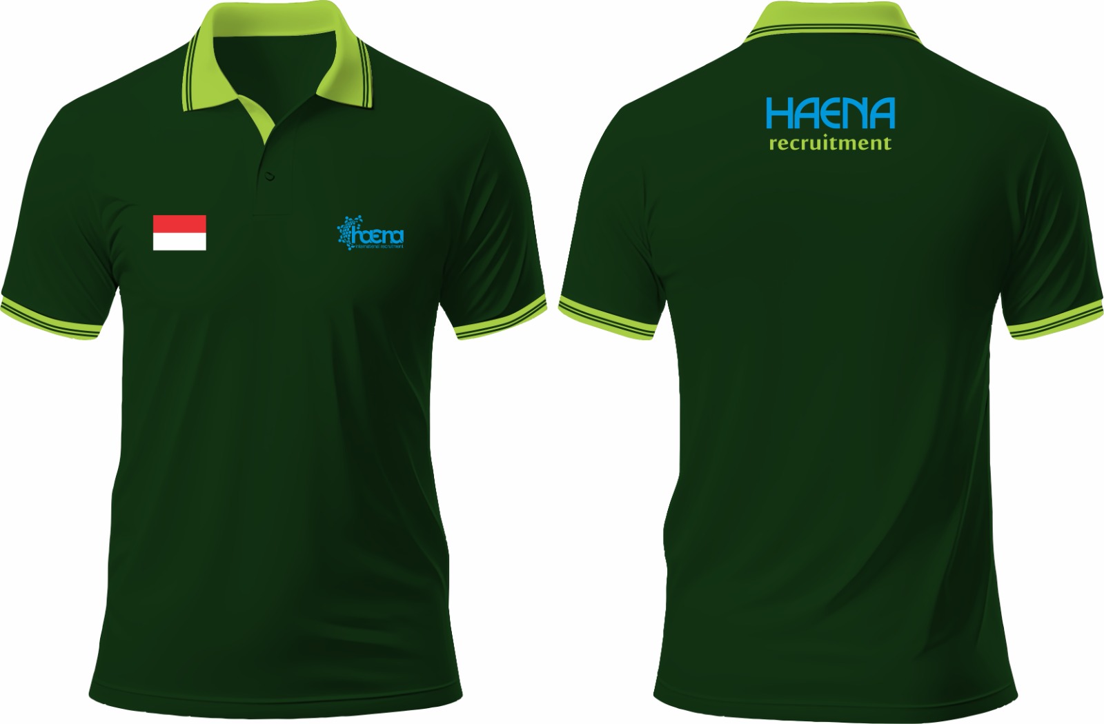 kaos polo bordir full badan depan, belakang dan tangan
